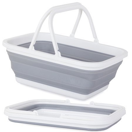 Silicone folding shopping basket with handles