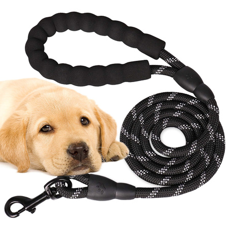 Strong dog rope leash with handle reflector