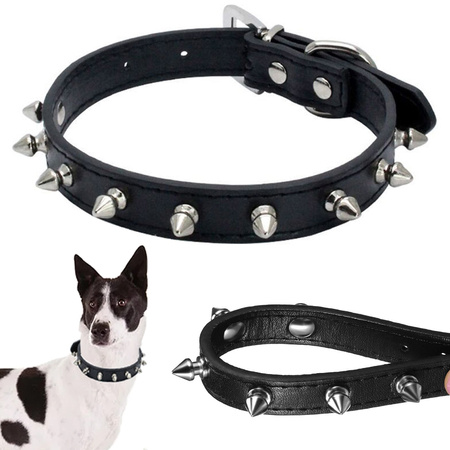 Studded dog collar eco leather adjustable m