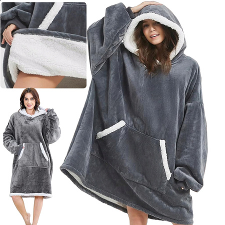 Sweatshirt warm oversize blanket xxl 2in1 thick fur soft hooded dressing gown