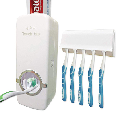 Toothpaste dispenser toothbrush holder