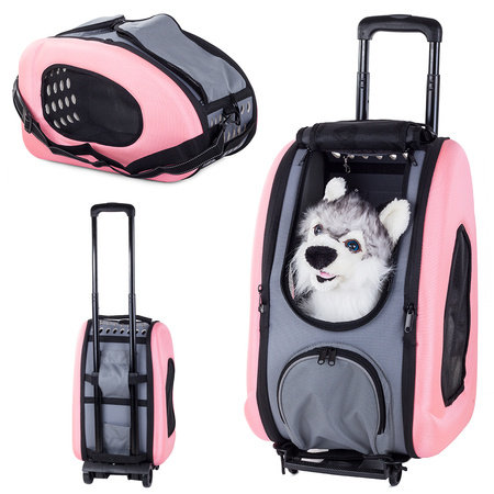 Trolley bag on wheels for a cat dog