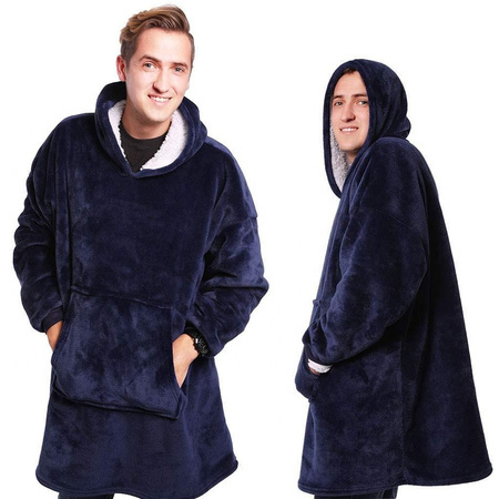 Warm oversize oversize 2in1 blanket sweatshirt with thick fur