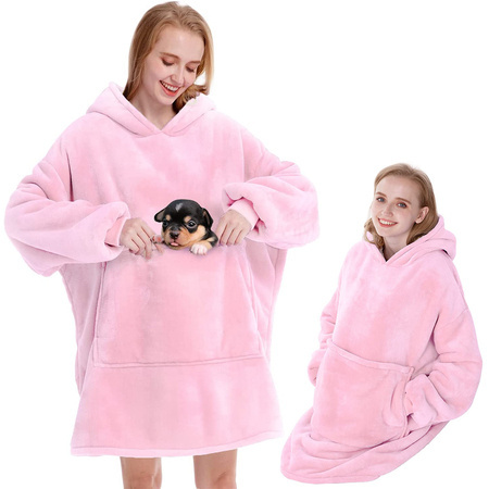 Warm oversize oversize 2in1 blanket sweatshirt with thick fur