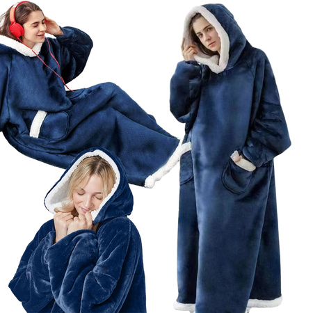 Warm sweatshirt blanket large oversize thick soft hooded dressing gown long xxl