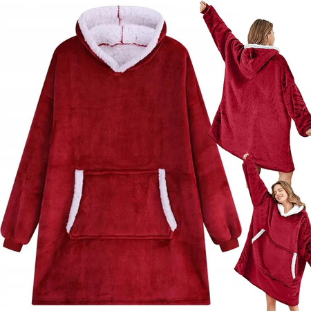 Warm sweatshirt oversize blanket xxl 2in1 thick fur soft hooded dressing gown