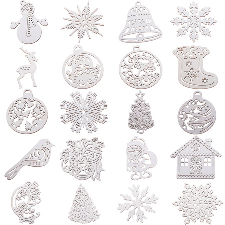 Wooden christmas tree decorations 20 pieces pendants baubles ornaments