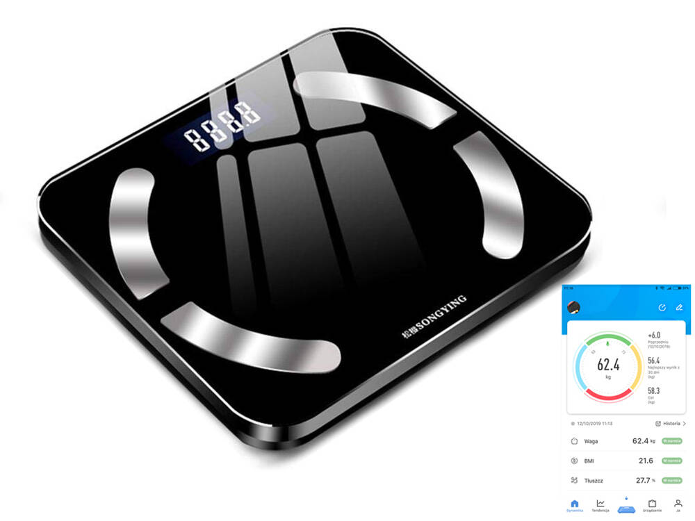 Analytical bathroom scale bluetooth 180kg glass, CATEGORIES \ Scale \  Bathroom