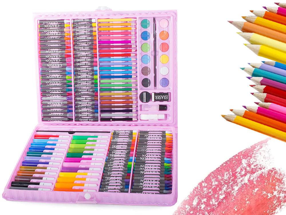 168pcs Kids Painting Drawing Art Set With Crayons Oil Pastels