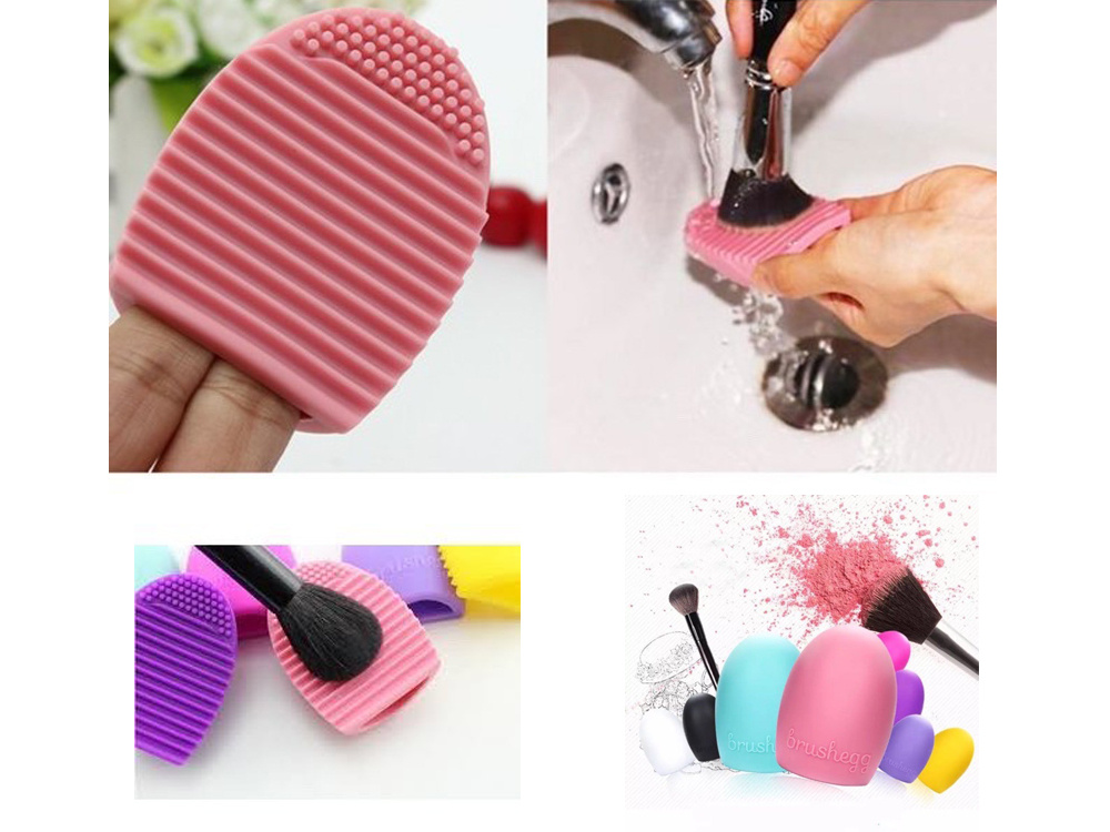 Silicone Makeup Brush Cleaner Cosmetic Brush Cleaning Egg Washing Tool  (Pink)