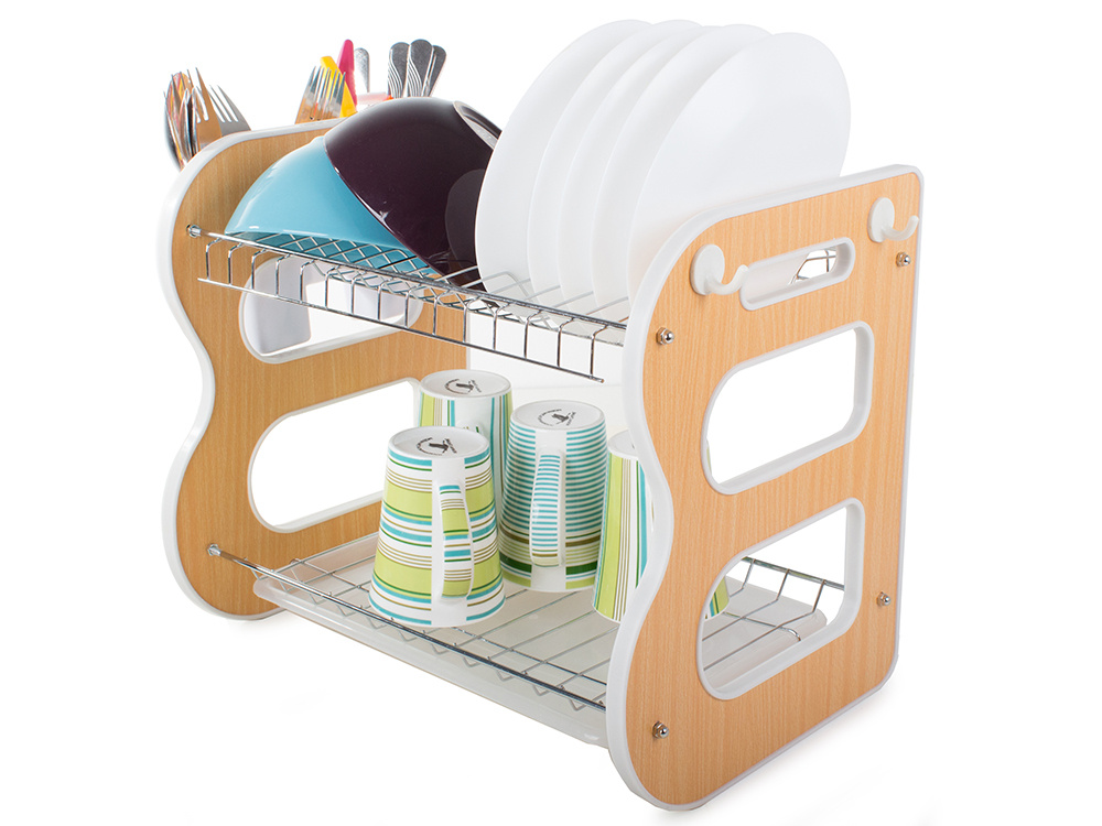 Double-decker dishwasher drier wooden