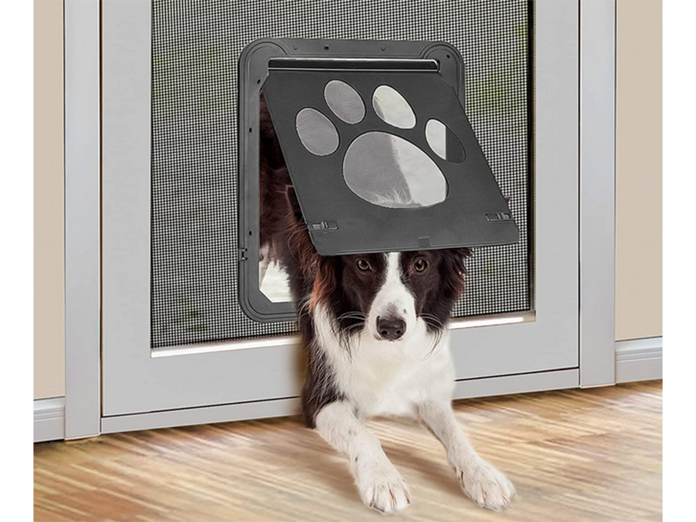 Storm door with doggie clearance entrance