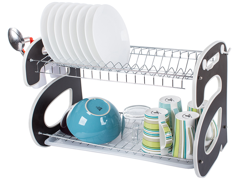 Double-decker stand-up dishwasher drainer