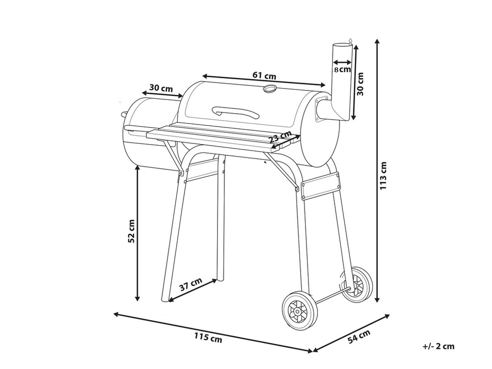 Garden grill large charcoal barrel bbq smoker with lid grate shelf ...