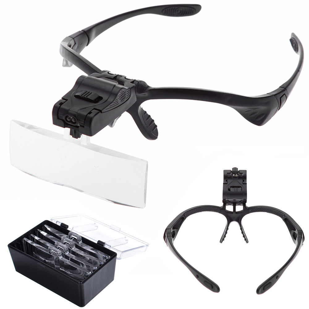 Clip On LED Eyeglass Magnifier Set 3 lenses 1.5x, ,2.5x ,3x