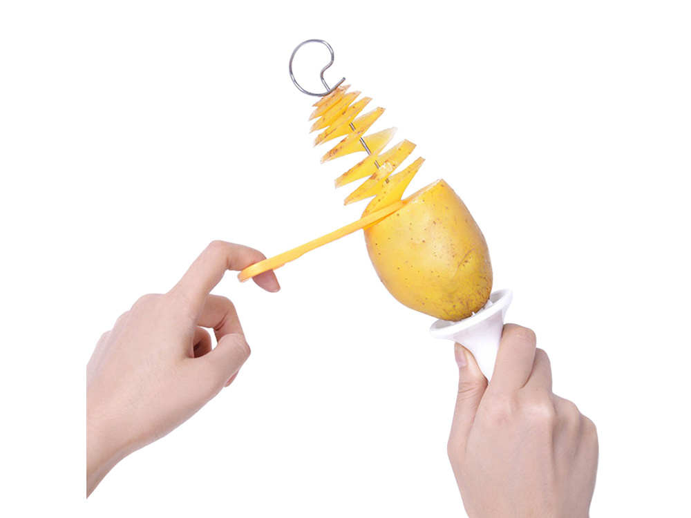 1pc Portable Potato BBQ Skewers For Camping Chips Maker Potato Slicer Potato  Spiral Cutter Barbecue Tools Kitchen Accessories