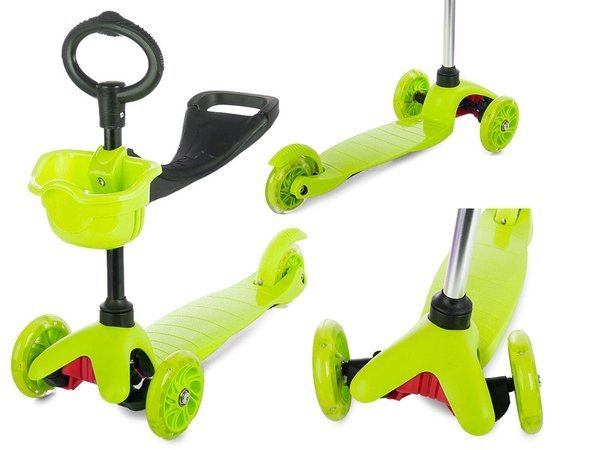 3-wheel balancing scooter 3in1 led green