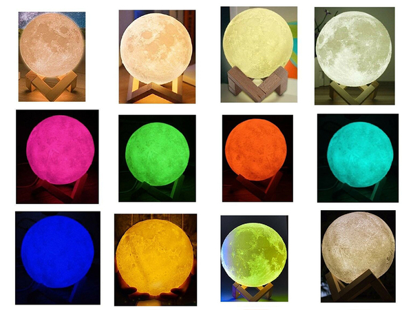 3d rgb moon night light with remote control