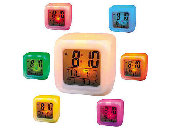 Alarm clock lcd thermometer chameleon luminous