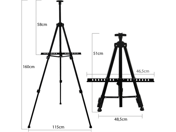 Aluminium painting easel 160cm + cover