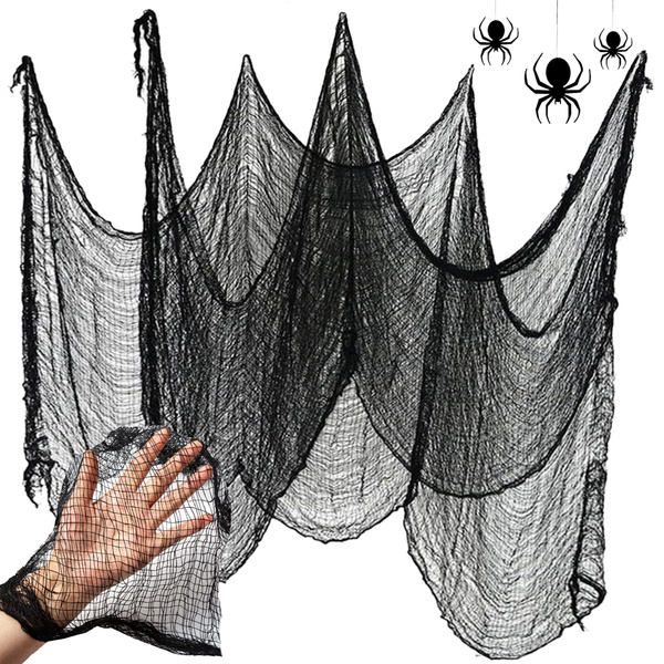 Artificial large black spider web halloween decoration 2 pieces