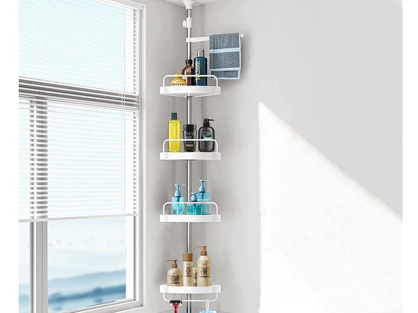 Bathroom corner shelf bath shower telescopic white shelf 4 levels