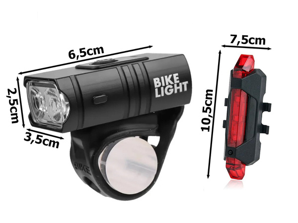 Bike light led t6 front rear usb battery