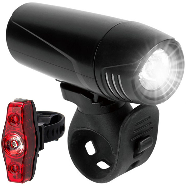 Bike light set front + rear led for bicycle handlebars strong