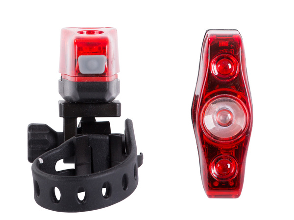 Bike light set front + rear led for bicycle handlebars strong