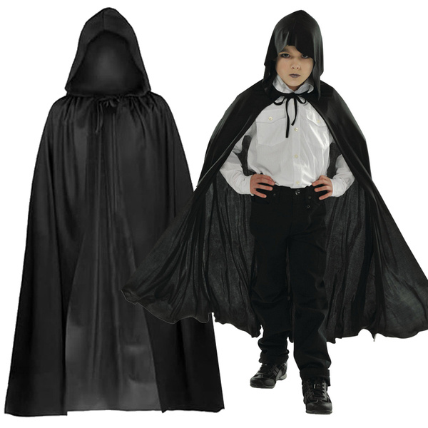 Cape halloween black hooded cloak disguise costume for child