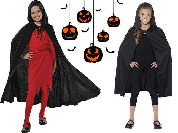 Cape halloween black hooded cloak disguise costume for child