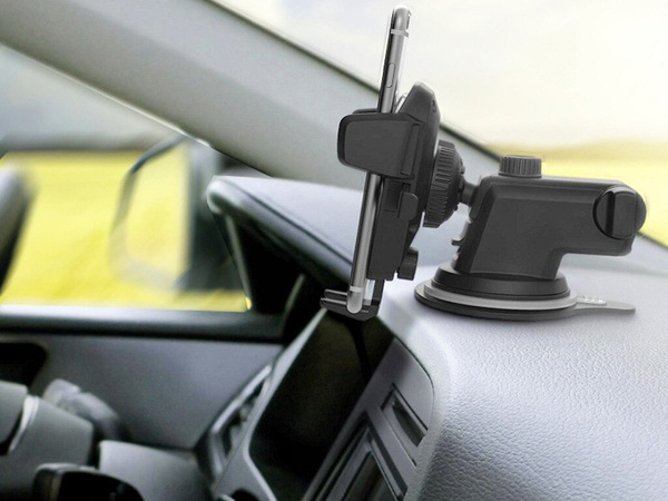 Car holder for telephone, windscreen, cockpit, strong