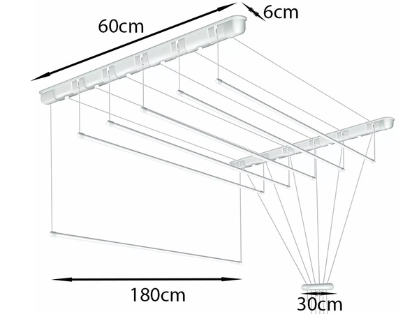 Ceiling dryer for laundry 5 rods 180 cm bathroom balcony