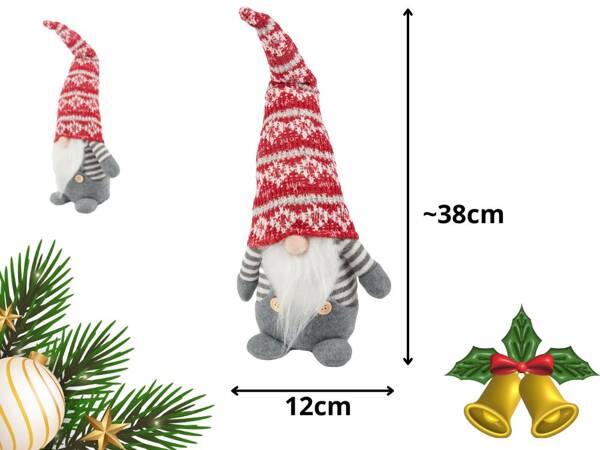 Christmas ghost grey gnome with christmas tree beard 38cm soft