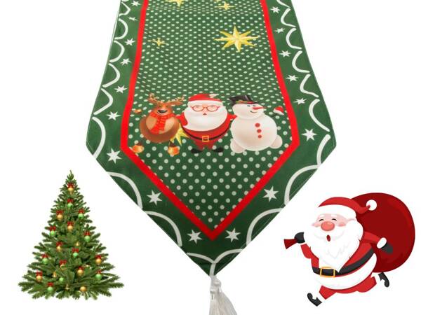 Christmas green table runner for christmas 205x35cm