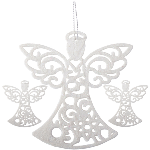 Christmas tree angel pendants 3pcs glitter baubles