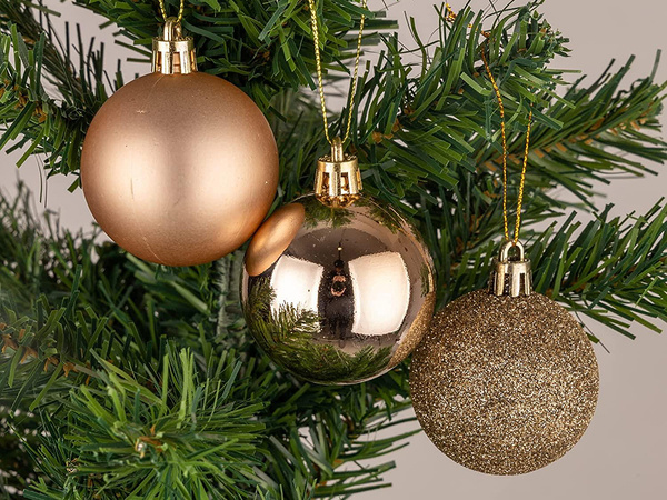 Christmas tree baubles 30pcs golden brilliant blinger matte