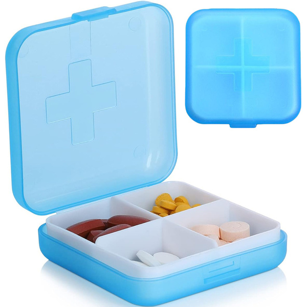 Container medicine box supplements tablets travel 4 compartments