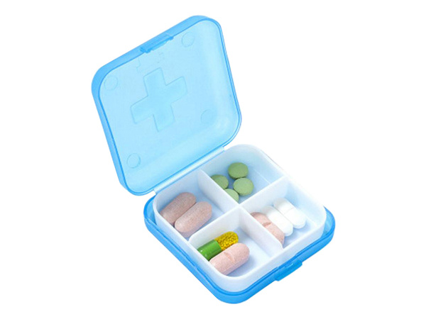 Container medicine box supplements tablets travel 4 compartments