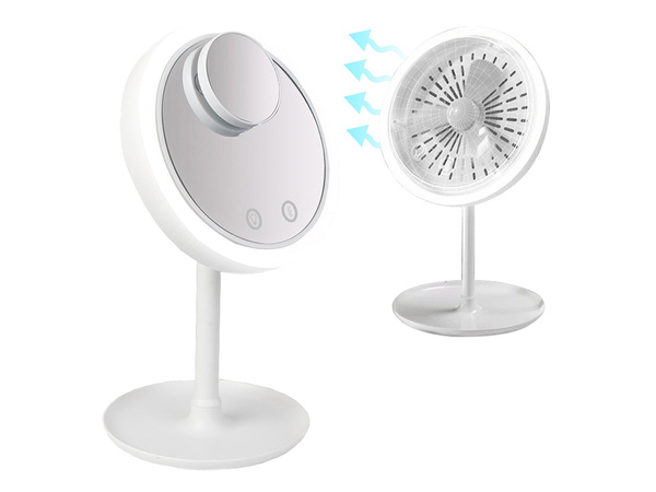 Cosmetic make-up mirror with led fan