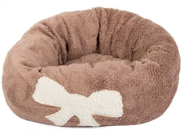 DOG CAT BED BOW S BROWN (60) GAB_B