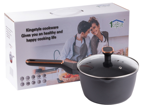 Deep pot with lid induction gas non stick coating 3l