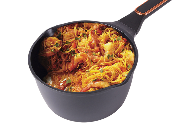 Deep pot with lid induction gas non stick coating 3l