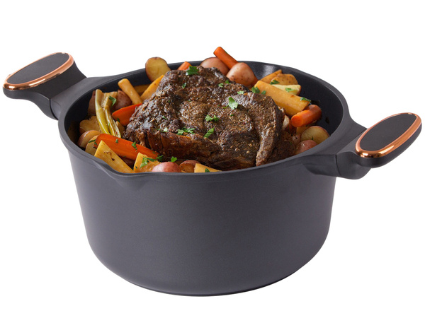 Deep pot with lid induction gas non stick coating 7l