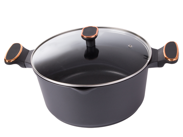 Deep pot with lid induction gas non stick coating 7l