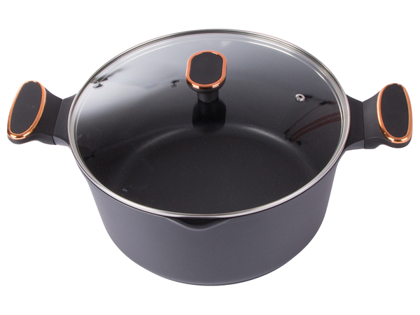 Deep pot with lid induction gas non stick coating 7l