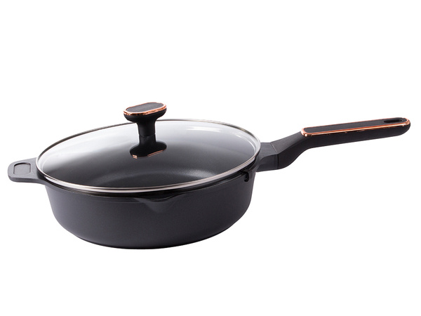 Deep saucepan with lid induction gas non stick coating 4l