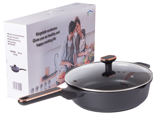 Deep saucepan with lid induction gas non stick coating 4l