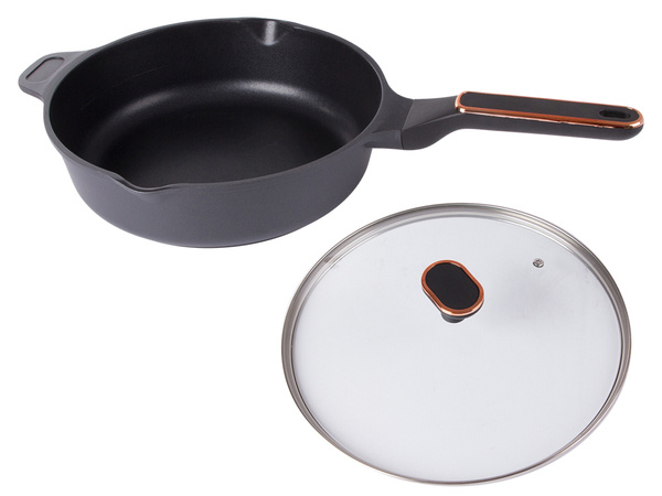 Deep saucepan with lid induction gas non stick coating 4l