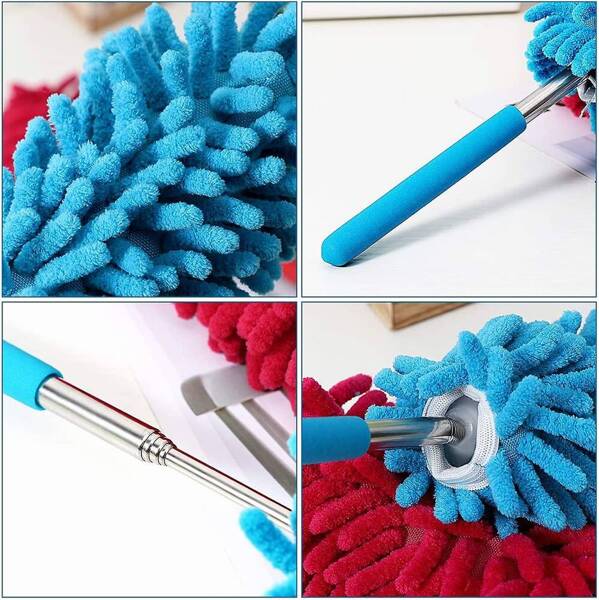 Dirt broom brush telescopic long folding microfibre